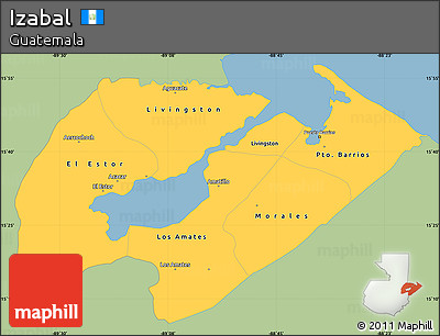 Savanna Style Simple Map of Izabal, single color outside