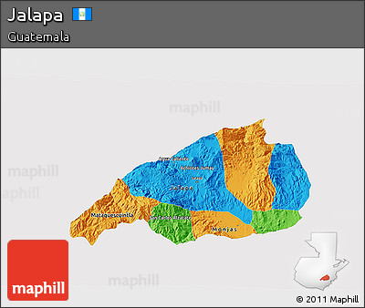 Political 3D Map of Jalapa, single color outside