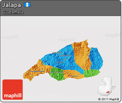 Political 3D Map of Jalapa, single color outside