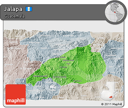 Political Shades 3D Map of Jalapa, lighten, semi-desaturated