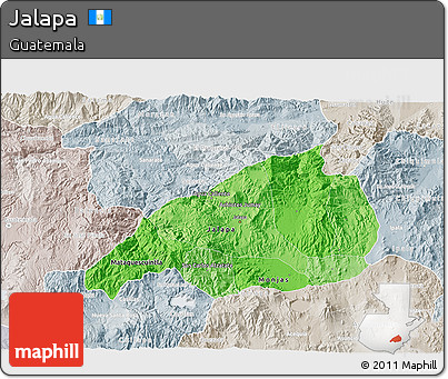 Political Shades 3D Map of Jalapa, lighten, semi-desaturated