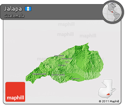 Political Shades 3D Map of Jalapa, single color outside