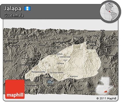 Shaded Relief 3D Map of Jalapa, darken