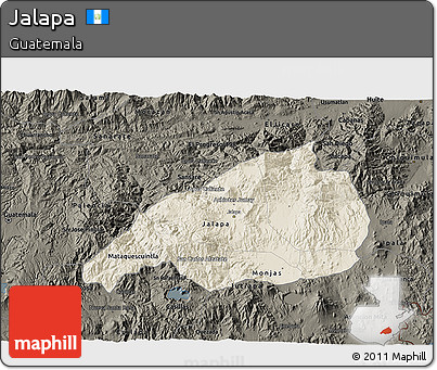 Shaded Relief 3D Map of Jalapa, darken