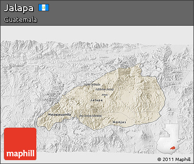 Shaded Relief 3D Map of Jalapa, lighten, desaturated