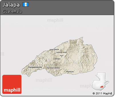 Shaded Relief 3D Map of Jalapa, single color outside