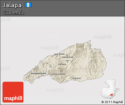 Shaded Relief 3D Map of Jalapa, single color outside