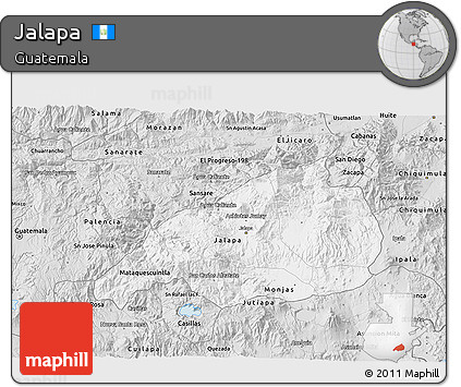 Silver Style 3D Map of Jalapa