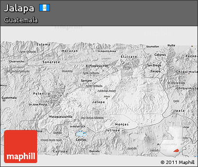 Silver Style 3D Map of Jalapa