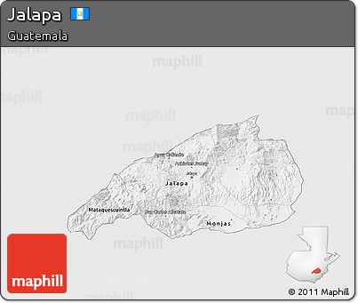 Silver Style 3D Map of Jalapa, single color outside