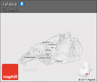 Silver Style 3D Map of Jalapa, single color outside