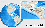 Shaded Relief Location Map of Jalapa, highlighted country