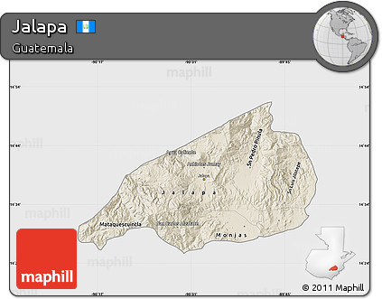 Shaded Relief Map of Jalapa, single color outside