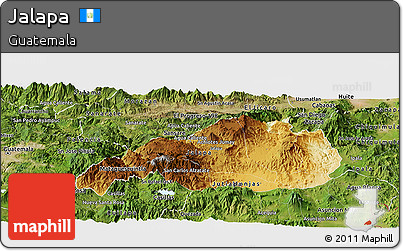 Physical Panoramic Map of Jalapa, satellite outside