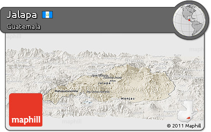Shaded Relief Panoramic Map of Jalapa, lighten