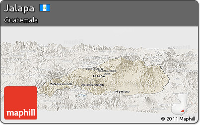Shaded Relief Panoramic Map of Jalapa, lighten
