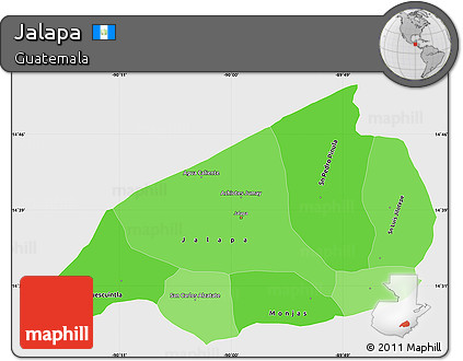 Political Shades Simple Map of Jalapa, single color outside