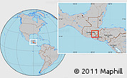Gray Location Map of Sn Luis Jilotepe, within the entire country