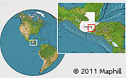Satellite Location Map of Sn Pedro Pinula, highlighted country