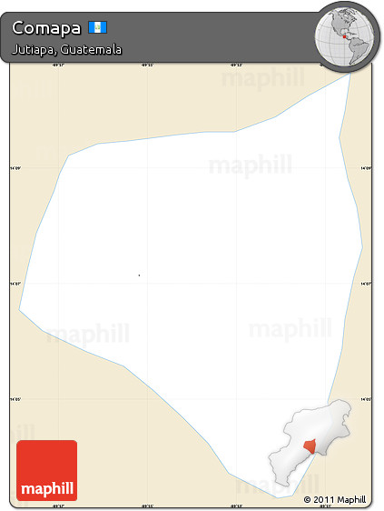 Classic Style Simple Map of Comapa, single color outside