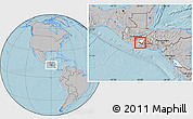 Gray Location Map of Jalpatagua, highlighted parent region, hill shading