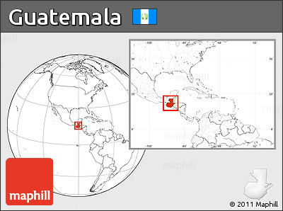Blank Location Map of Guatemala, within the entire continent
