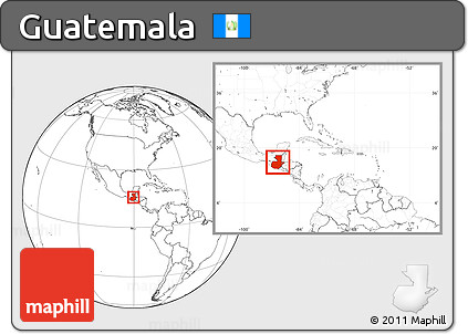 Blank Location Map of Guatemala, within the entire continent