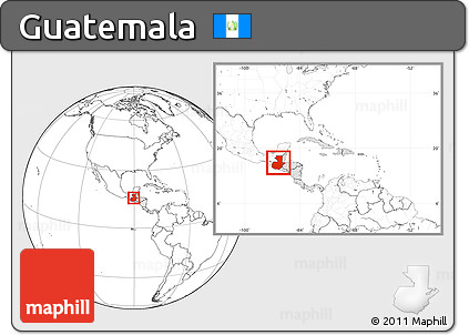 Blank Location Map of Guatemala, highlighted continent, within the entire continent
