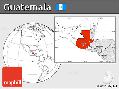 Blank Location Map of Guatemala, highlighted continent