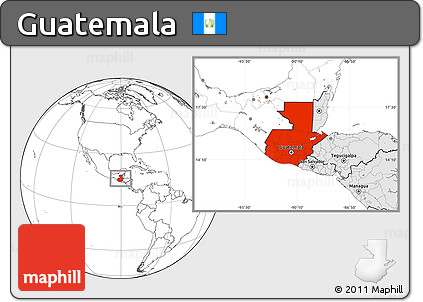 Blank Location Map of Guatemala, highlighted continent