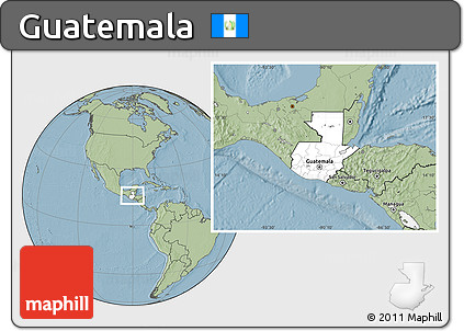 Blank Location Map of Guatemala, savanna style outside, hill shading outside