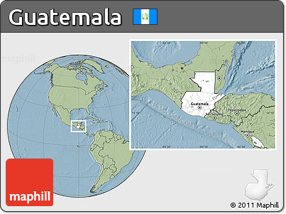Blank Location Map of Guatemala, savanna style outside, hill shading outside