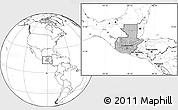 Gray Location Map of Guatemala, blank outside, hill shading inside