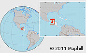 Gray Location Map of Guatemala, highlighted continent, within the entire continent