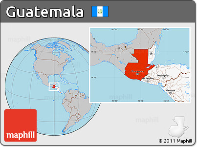 Gray Location Map of Guatemala, highlighted continent