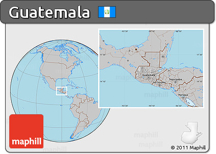 Gray Location Map of Guatemala, hill shading inside