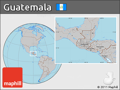 Gray Location Map of Guatemala, hill shading inside