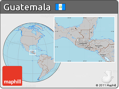 Gray Location Map of Guatemala, hill shading inside