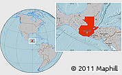 Gray Location Map of Guatemala, hill shading