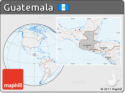 Gray Location Map of Guatemala, lighten