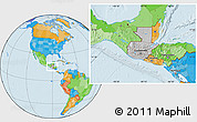 Gray Location Map of Guatemala, political outside, hill shading