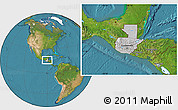 Gray Location Map of Guatemala, satellite outside, hill shading