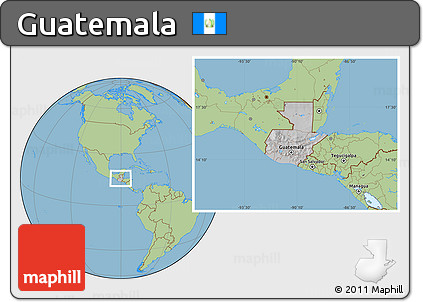 Gray Location Map of Guatemala, savanna style outside, hill shading inside