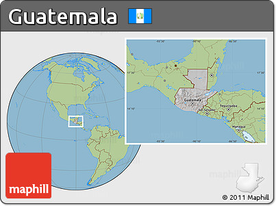 Gray Location Map of Guatemala, savanna style outside, hill shading inside