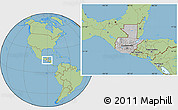 Gray Location Map of Guatemala, savanna style outside, hill shading inside