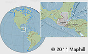 Gray Location Map of Guatemala, savanna style outside, hill shading