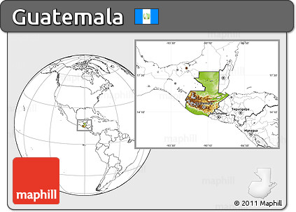 Physical Location Map of Guatemala, blank outside