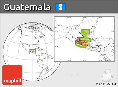 Physical Location Map of Guatemala, blank outside