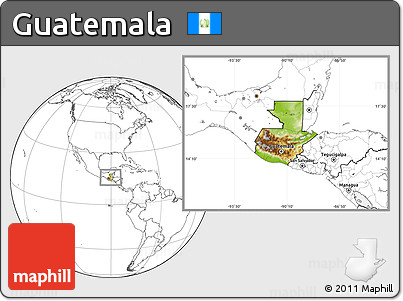 Physical Location Map of Guatemala, blank outside