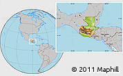 Physical Location Map of Guatemala, gray outside